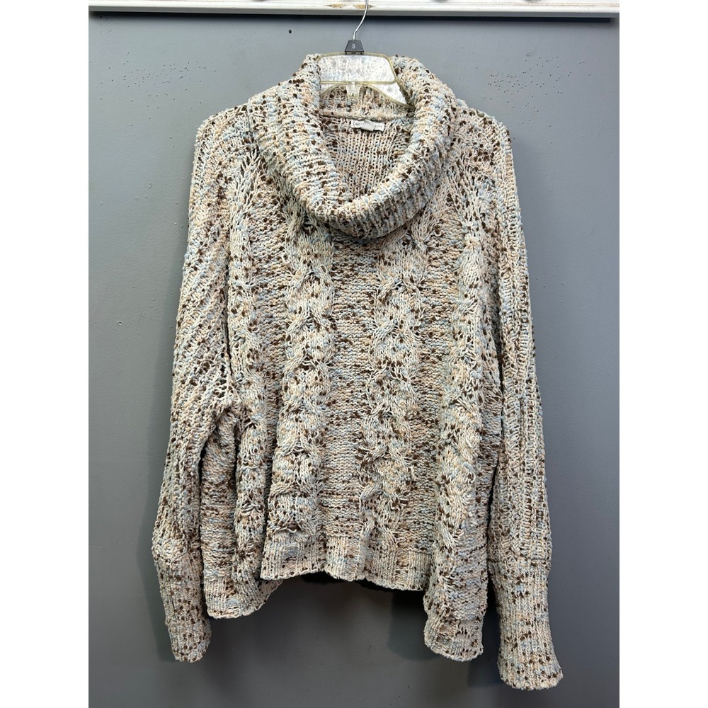 Cato Sweater Womens 22/24 Multi Popcorn Cable Knit Cowl Neck Relaxed Fit Soft